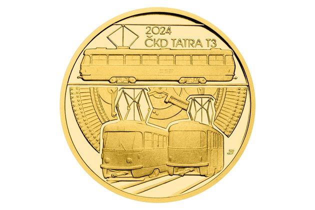 Zlatá půluncová medaile Tramvaj ČKD Tatra T3 proof (ČM 2024)  